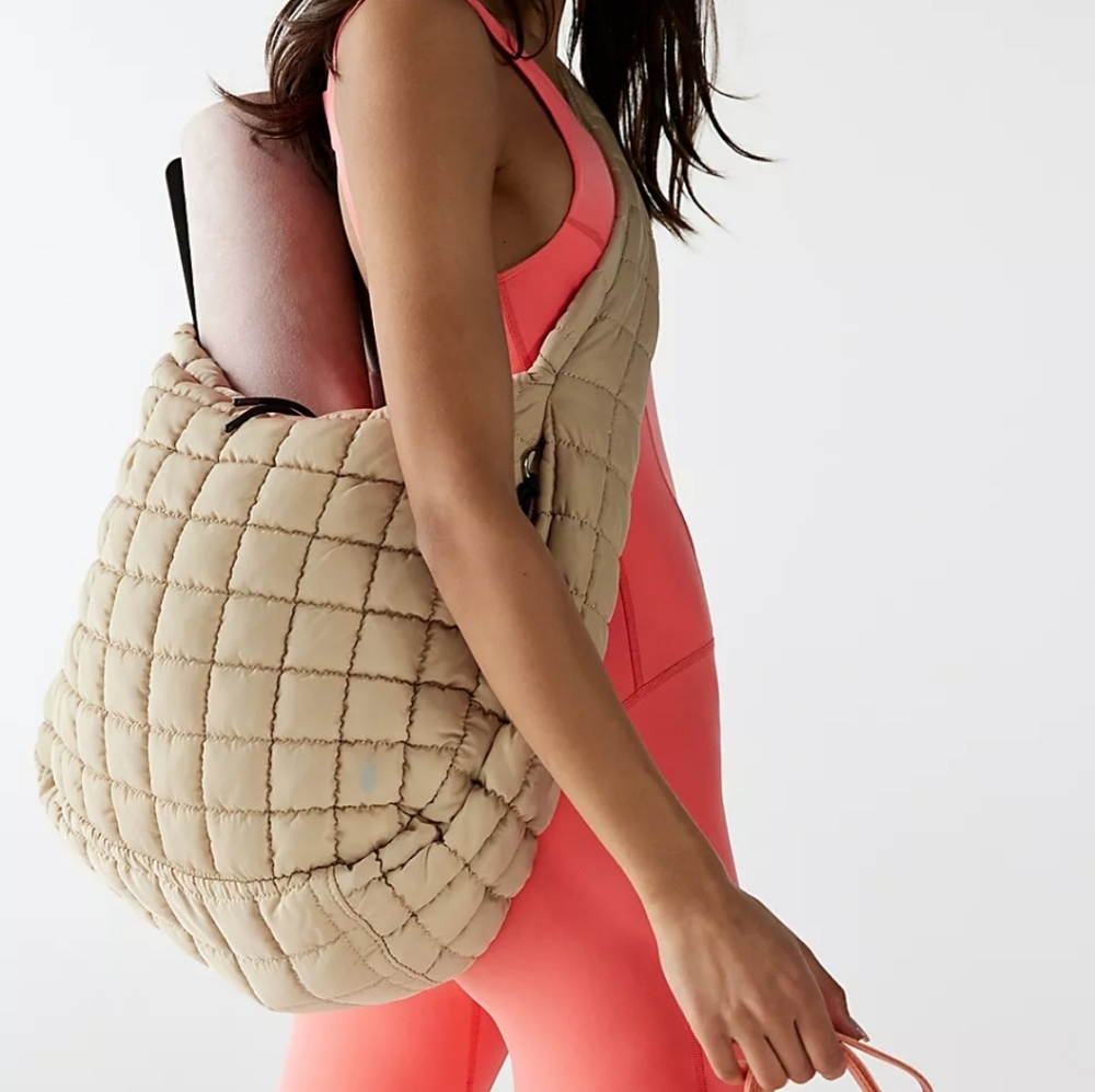 FP Movement by Free People Quilted Shoulder Bag in Beige
